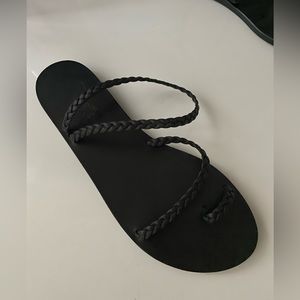 Black Braid Ancient Greek Sandals - Size 39